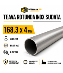 Teava rotunda inox sudata AISI 304, 168.3 x 4 mm, 6 metri Teava rotunda inox sudata AISI 304, 168.3 x 4 mm, 6 metri